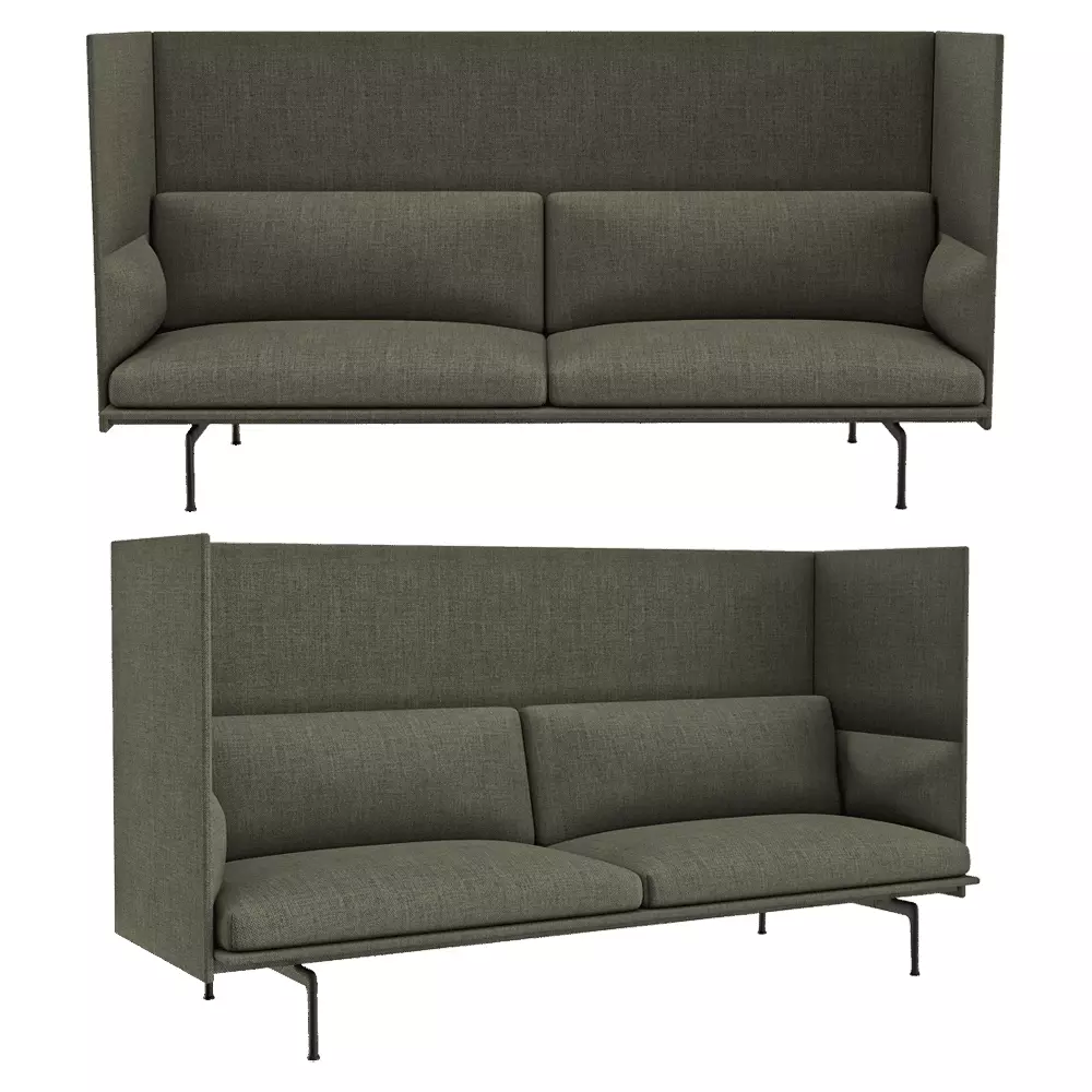 Outline Highback 2-Seater Sofa 3D model_0