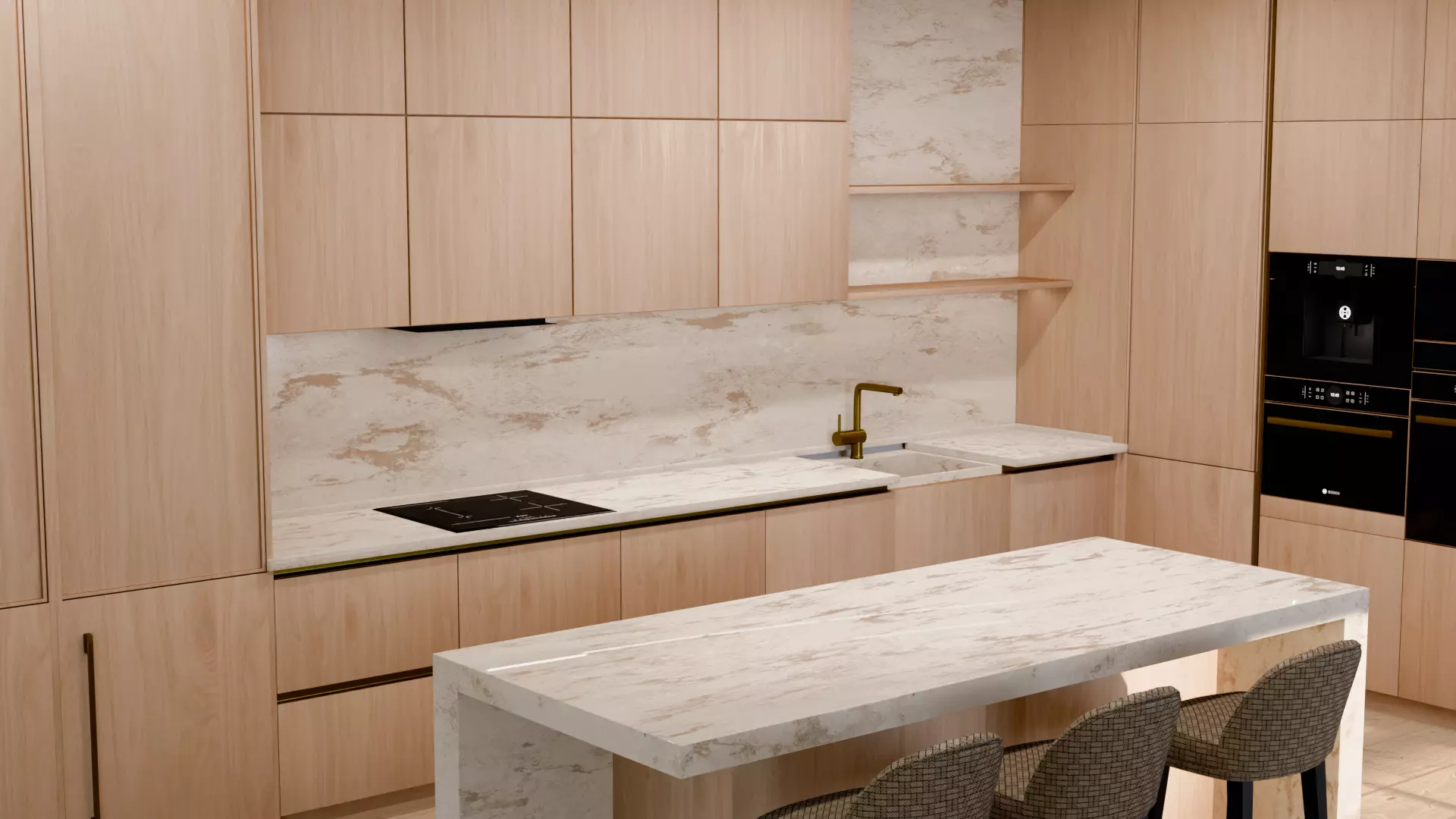 Modular kitchen 1 3D model_2