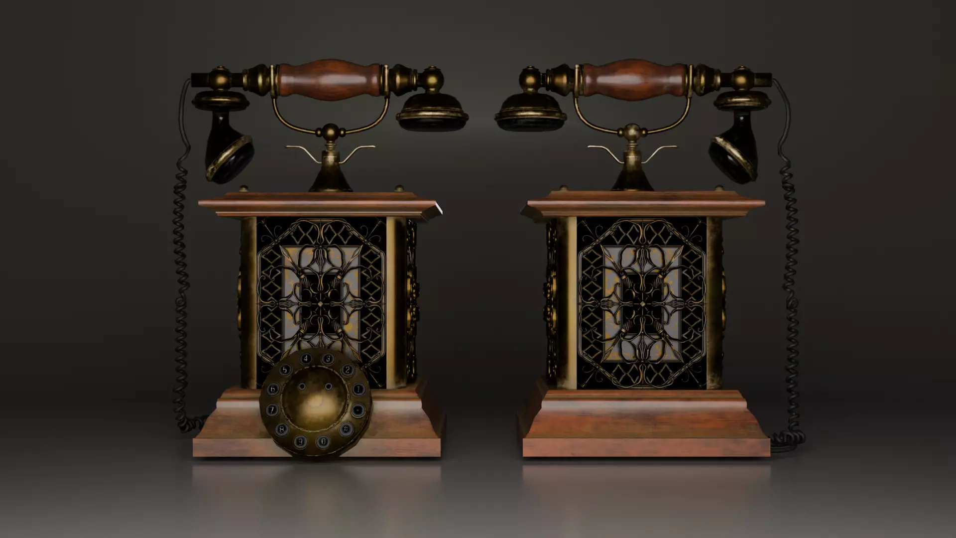 Retro Telephone - Game Ready Low-poly 3D model_1