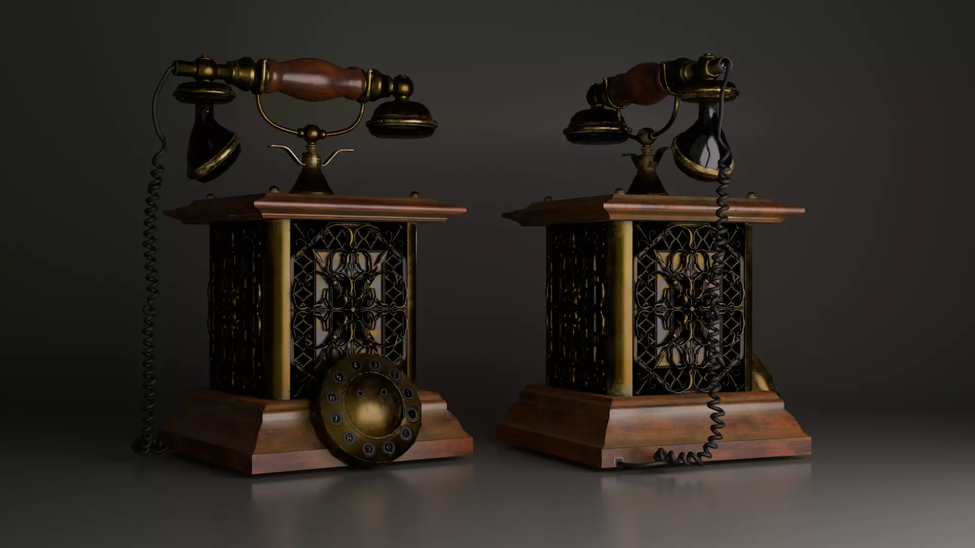 Retro Telephone - Game Ready Low-poly 3D model_0