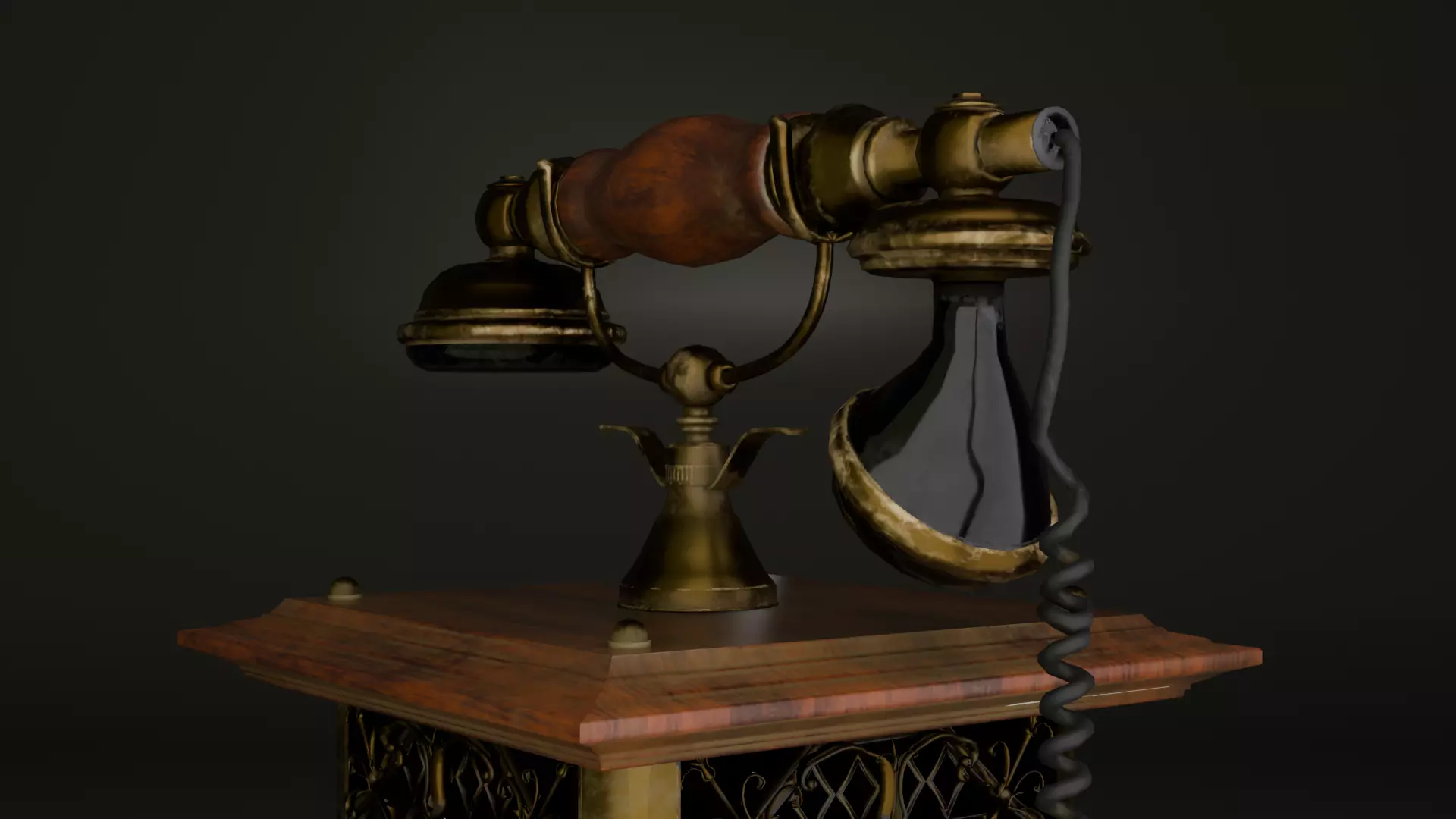 Retro Telephone - Game Ready Low-poly 3D model_5