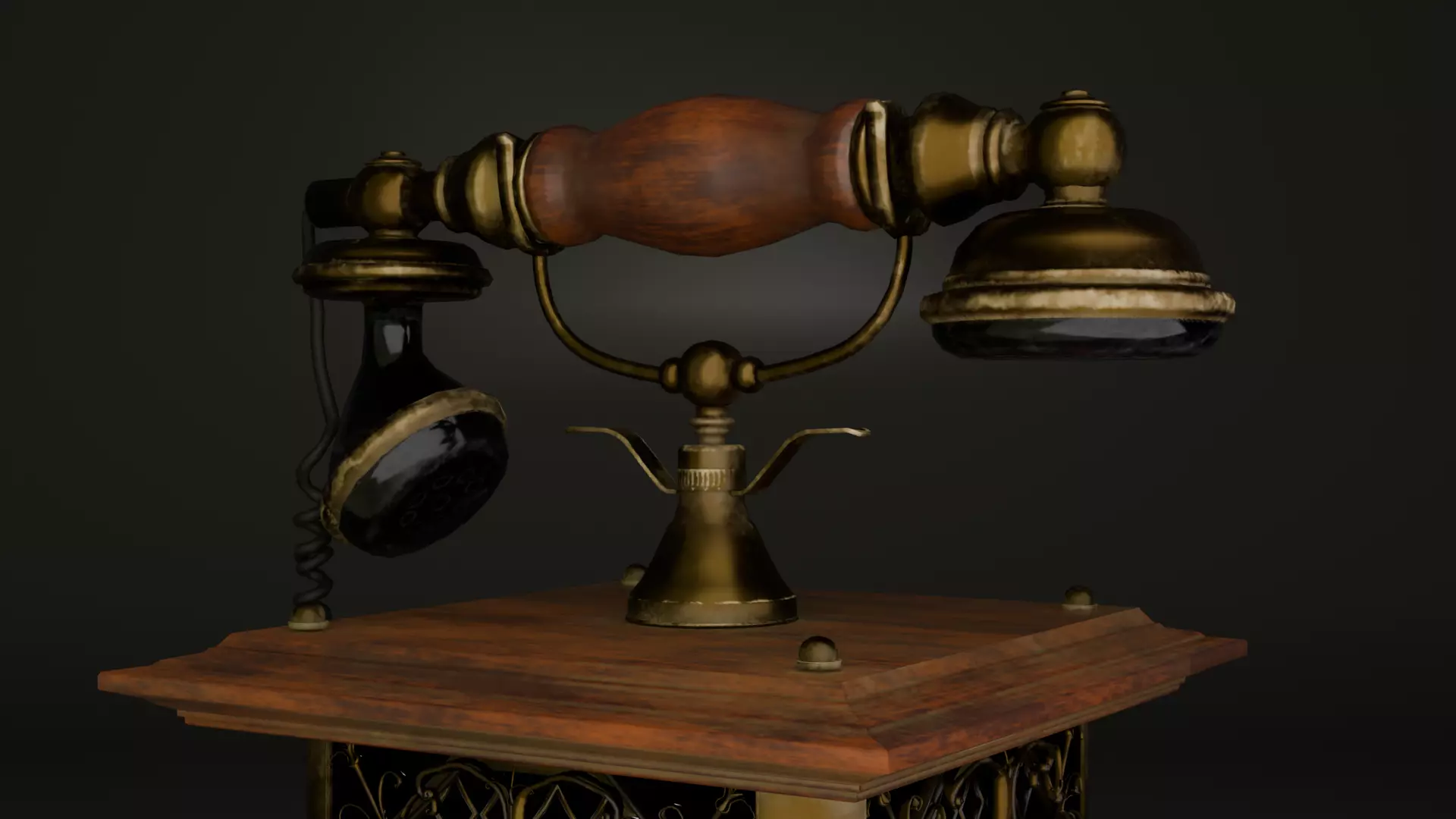 Retro Telephone - Game Ready Low-poly 3D model_4