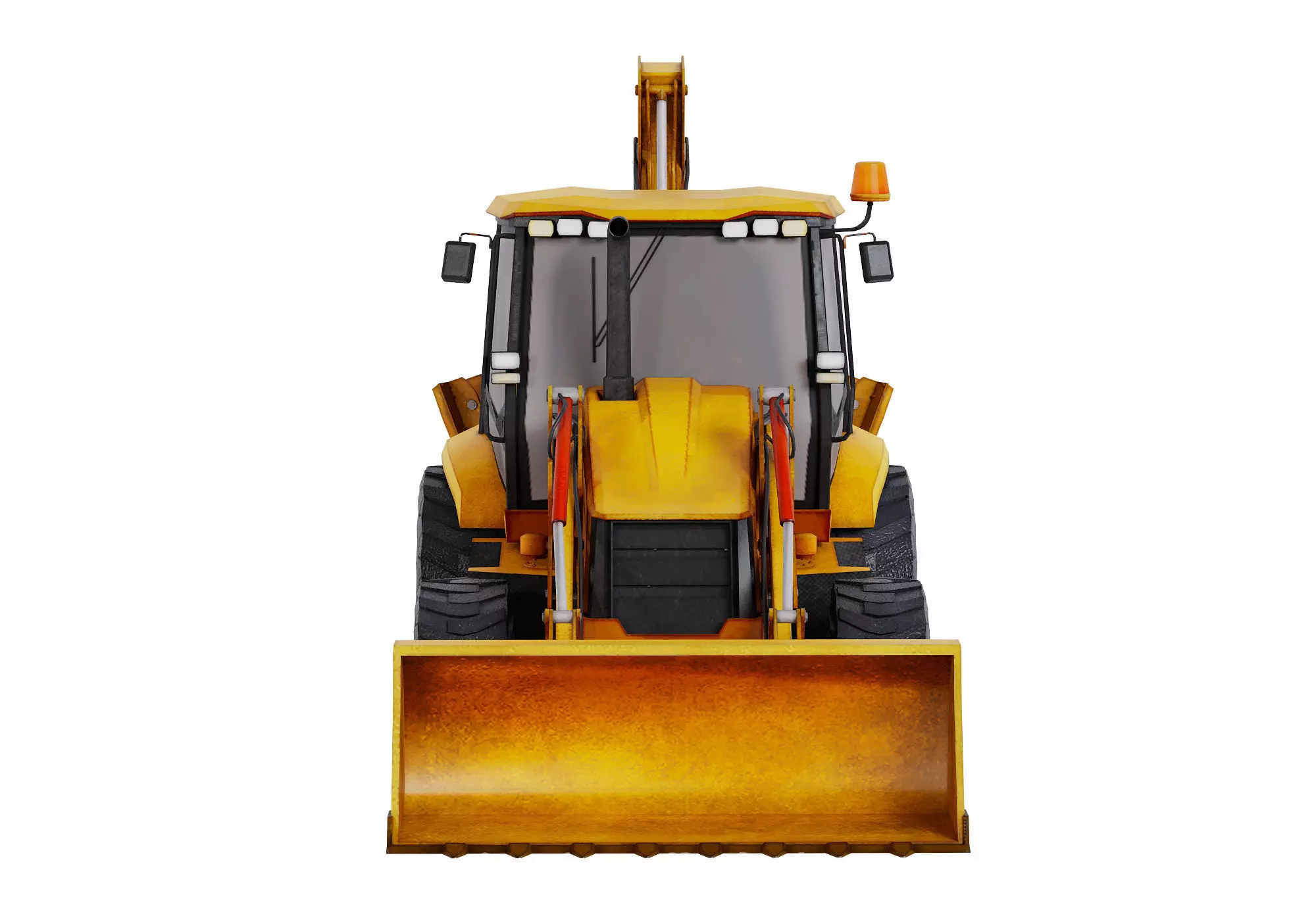 Backhoe Loader Construction Vehicle 3D model Low-poly 3D model_2