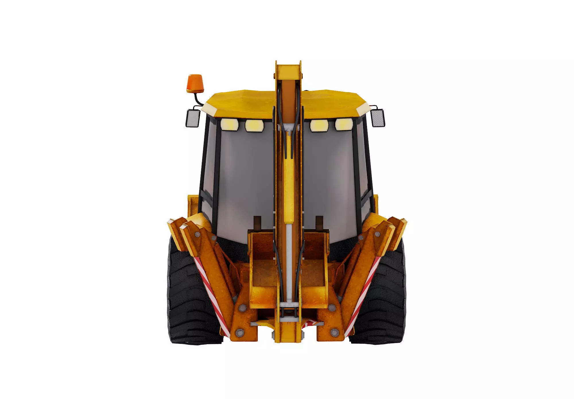 Backhoe Loader Construction Vehicle 3D model Low-poly 3D model_5
