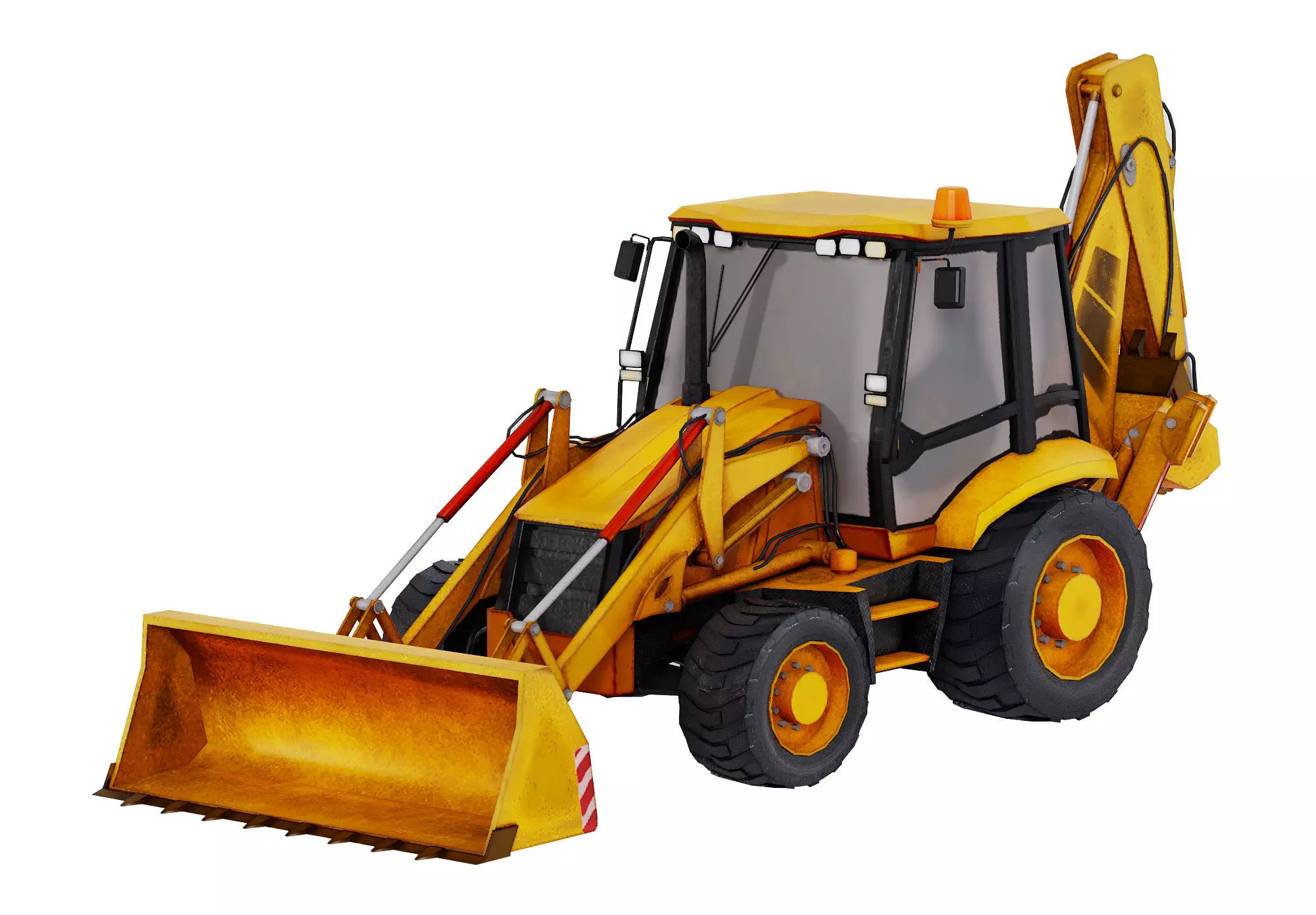 Backhoe Loader Construction Vehicle 3D model Low-poly 3D model_1