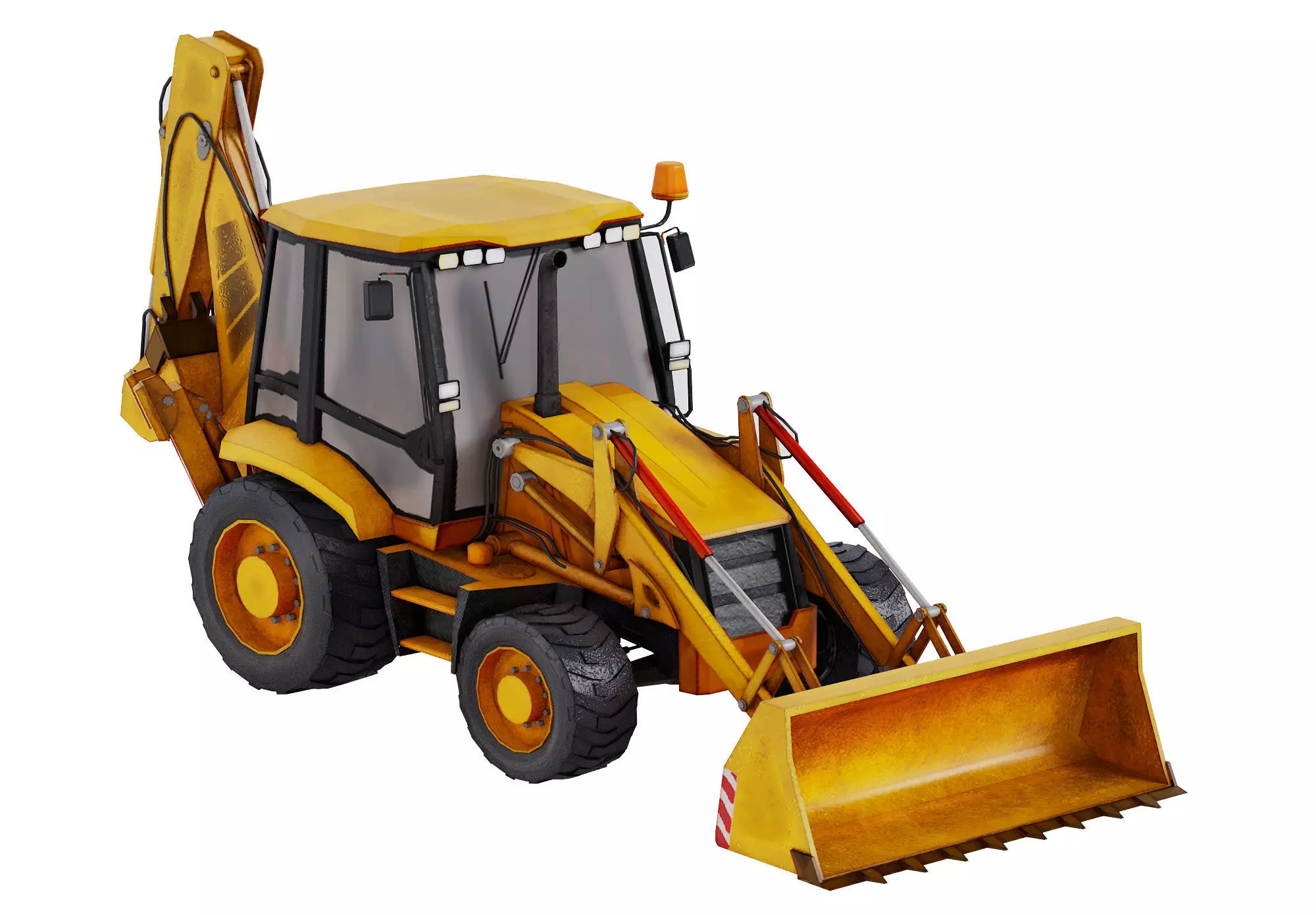 Backhoe Loader Construction Vehicle 3D model Low-poly 3D model_0
