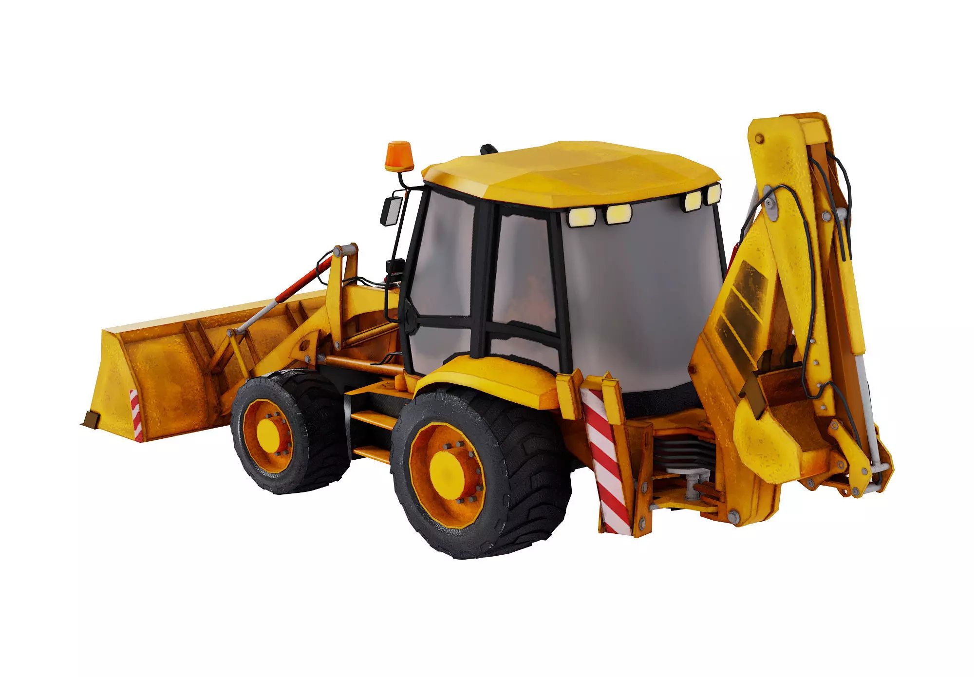 Backhoe Loader Construction Vehicle 3D model Low-poly 3D model_3