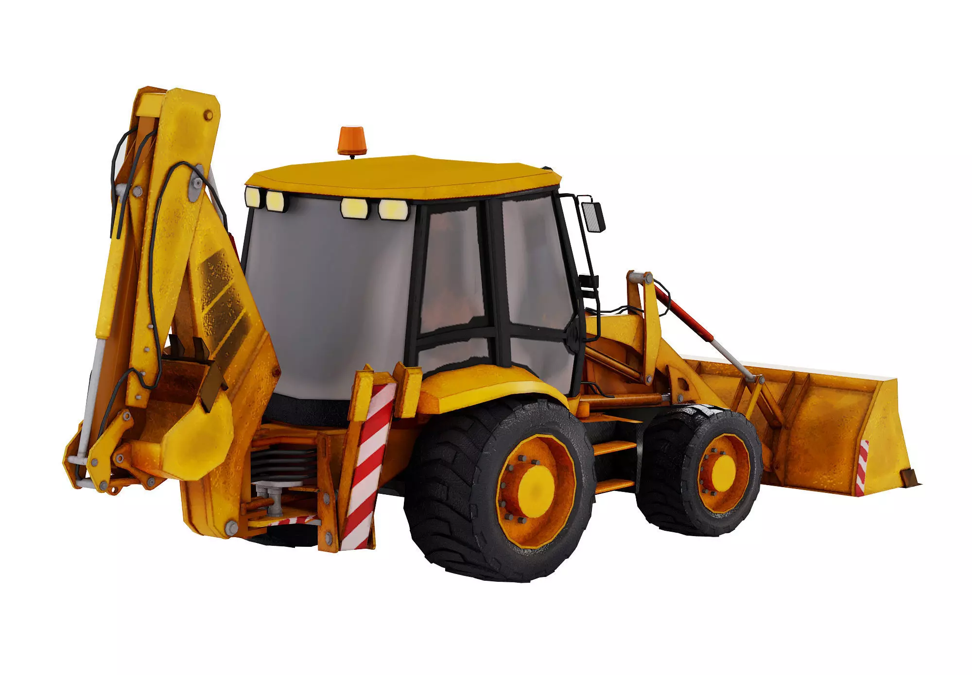 Backhoe Loader Construction Vehicle 3D model Low-poly 3D model_4
