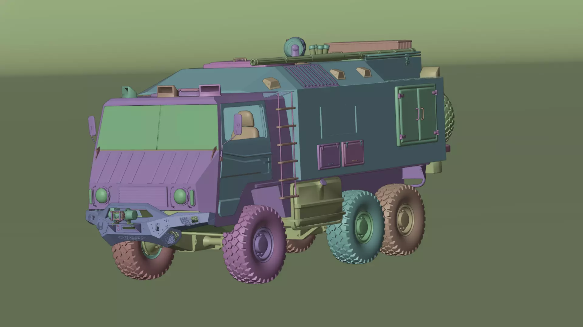 Military Expedition truck Low-poly 3D model_29