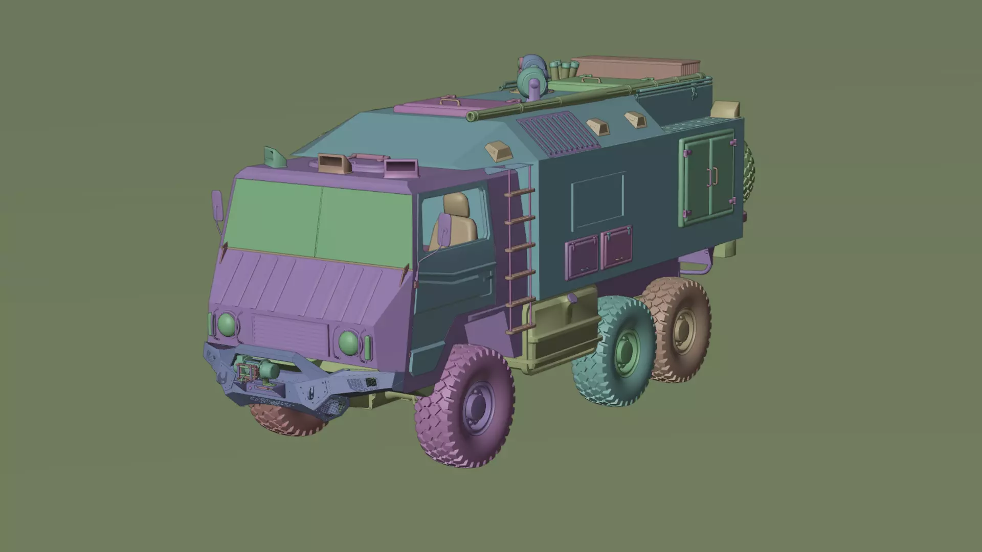 Military Expedition truck Low-poly 3D model_21