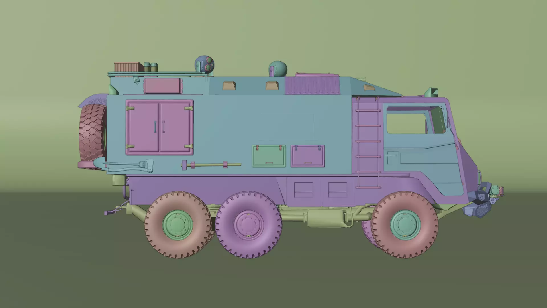 Military Expedition truck Low-poly 3D model_24
