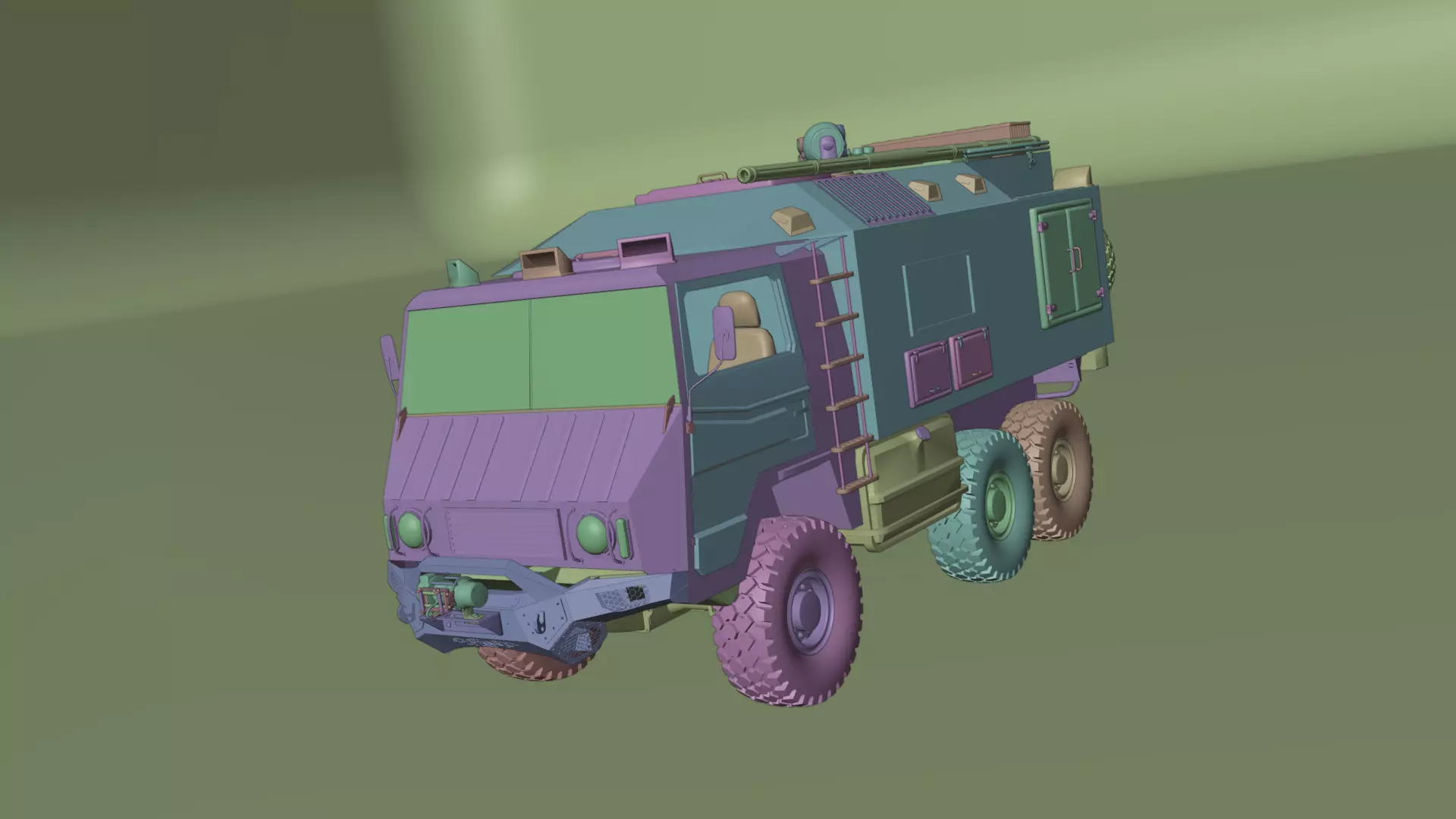 Military Expedition truck Low-poly 3D model_28
