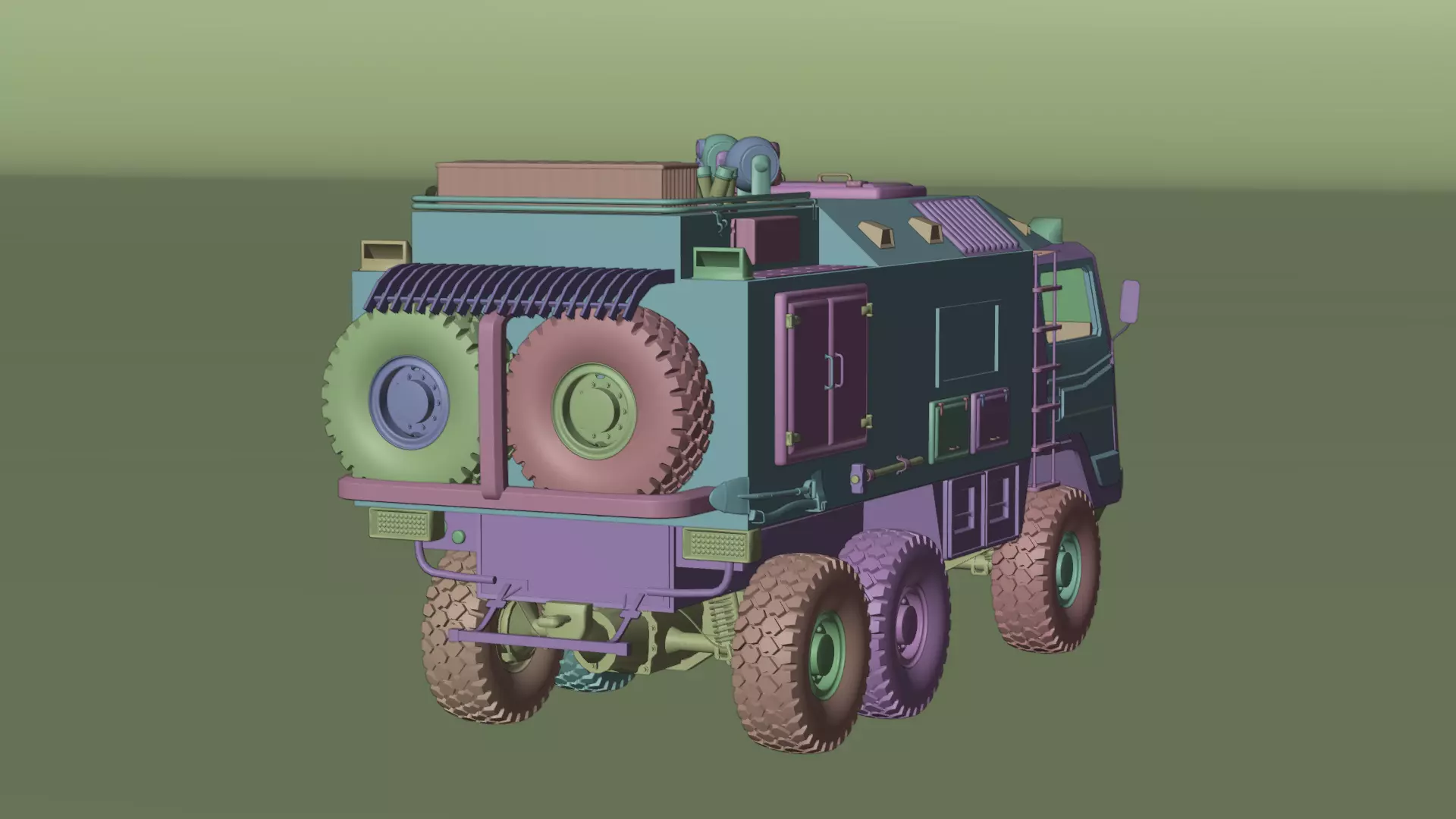 Military Expedition truck Low-poly 3D model_19