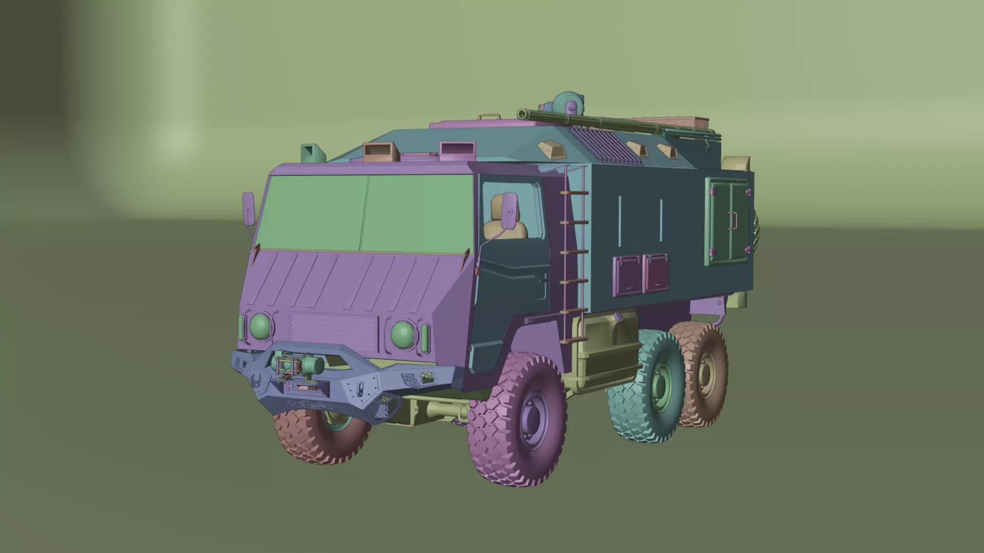 Military Expedition truck Low-poly 3D model_20