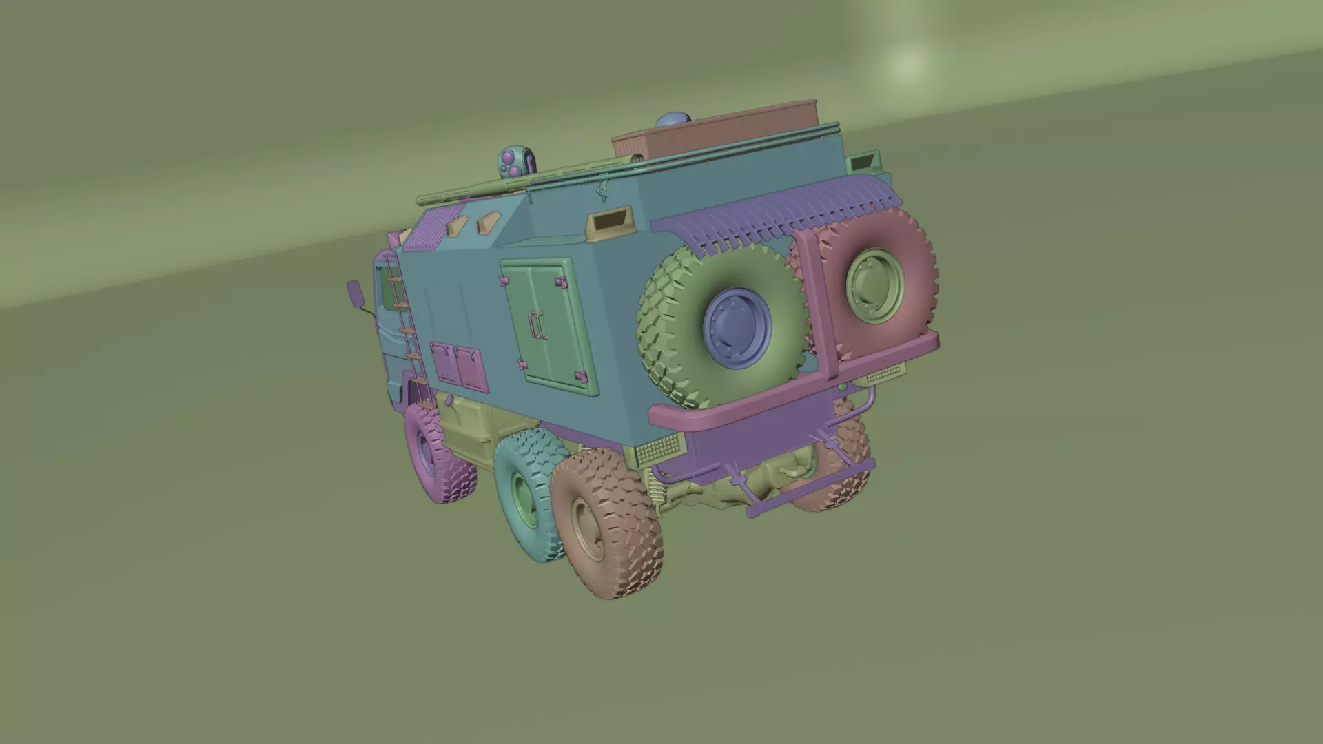 Military Expedition truck Low-poly 3D model_26