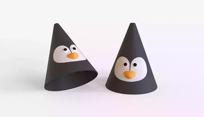 Funny Penguin Birthday Hat Low-poly 3D model