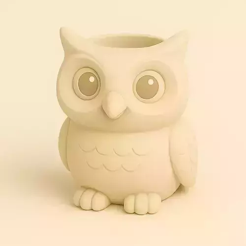 Wise Bloom Owl Planter 3D print model