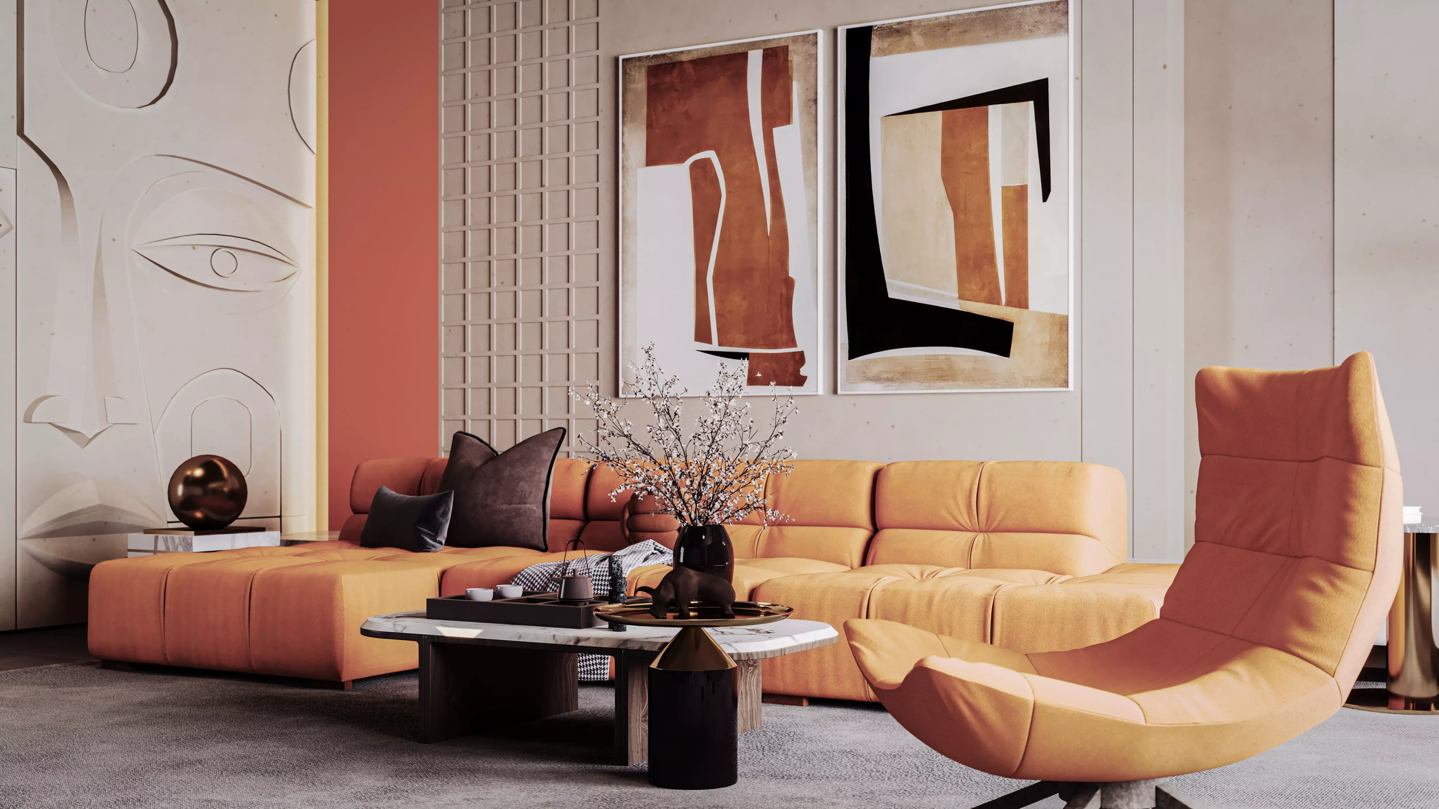 Modern Living Room 3D model_2