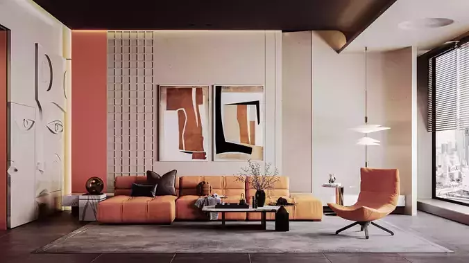 Modern Living Room 3D model