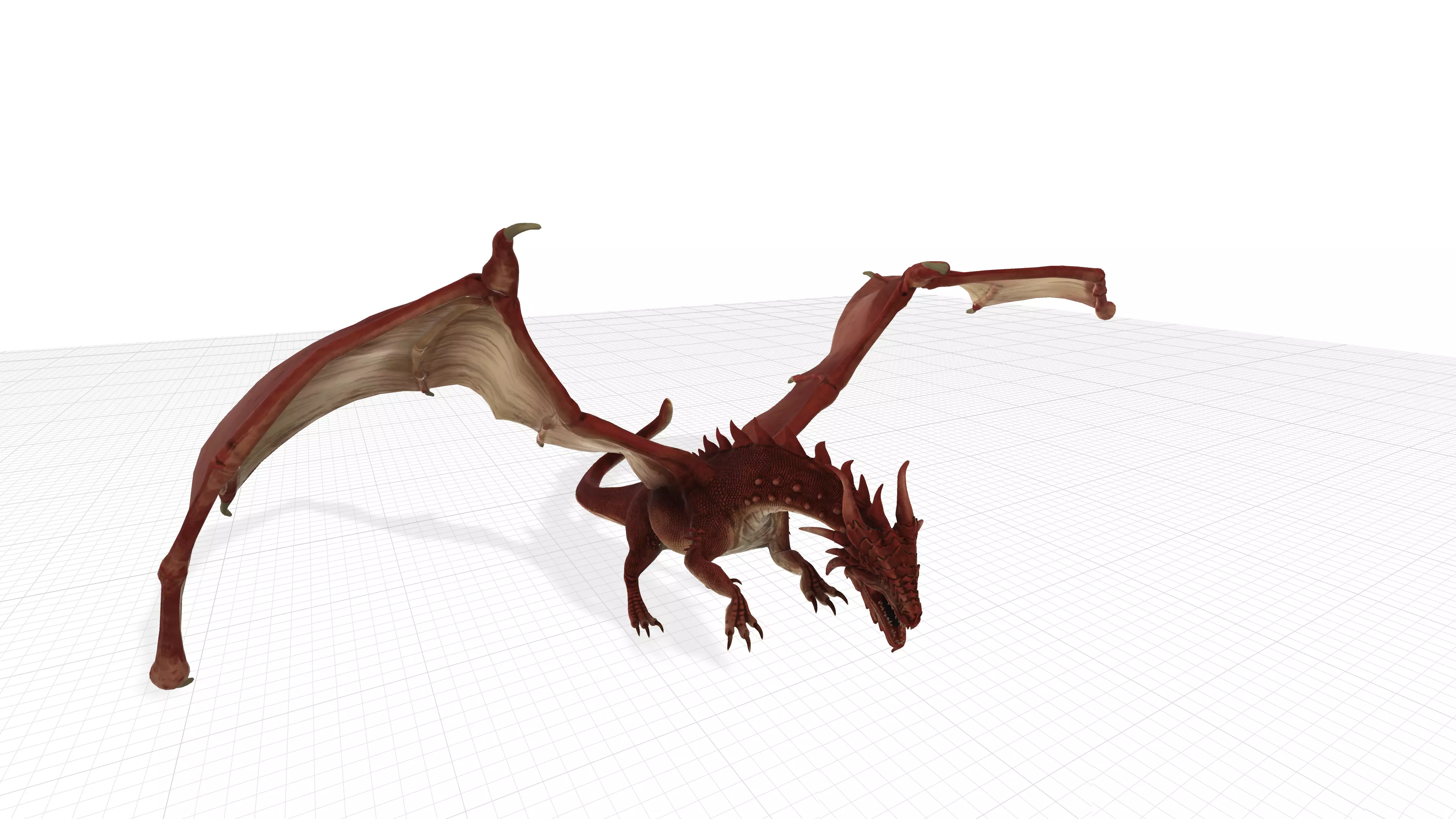 Deadly Red Dragon 3D Model - High-Poly Beast for Fantasy Games Low-poly 3D model