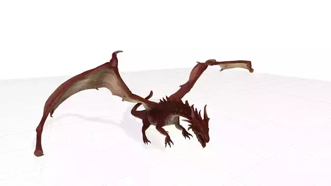 Deadly Red Dragon 3D Model - High-Poly Beast for Fantasy Games
