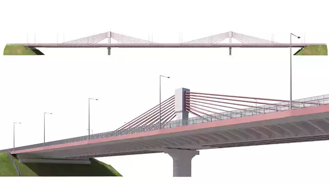 Bridge span with a suspension structure 3D model
