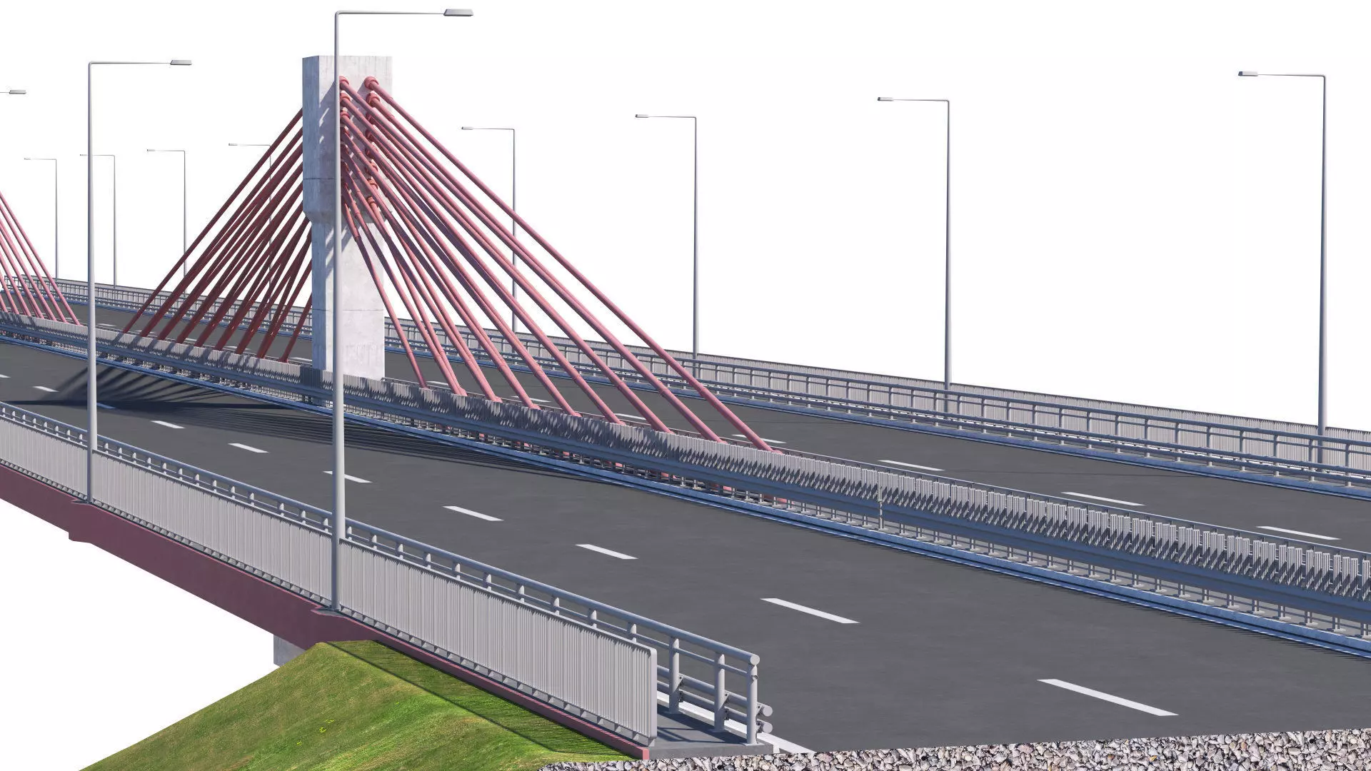 Bridge span with a suspension structure 3D model_1