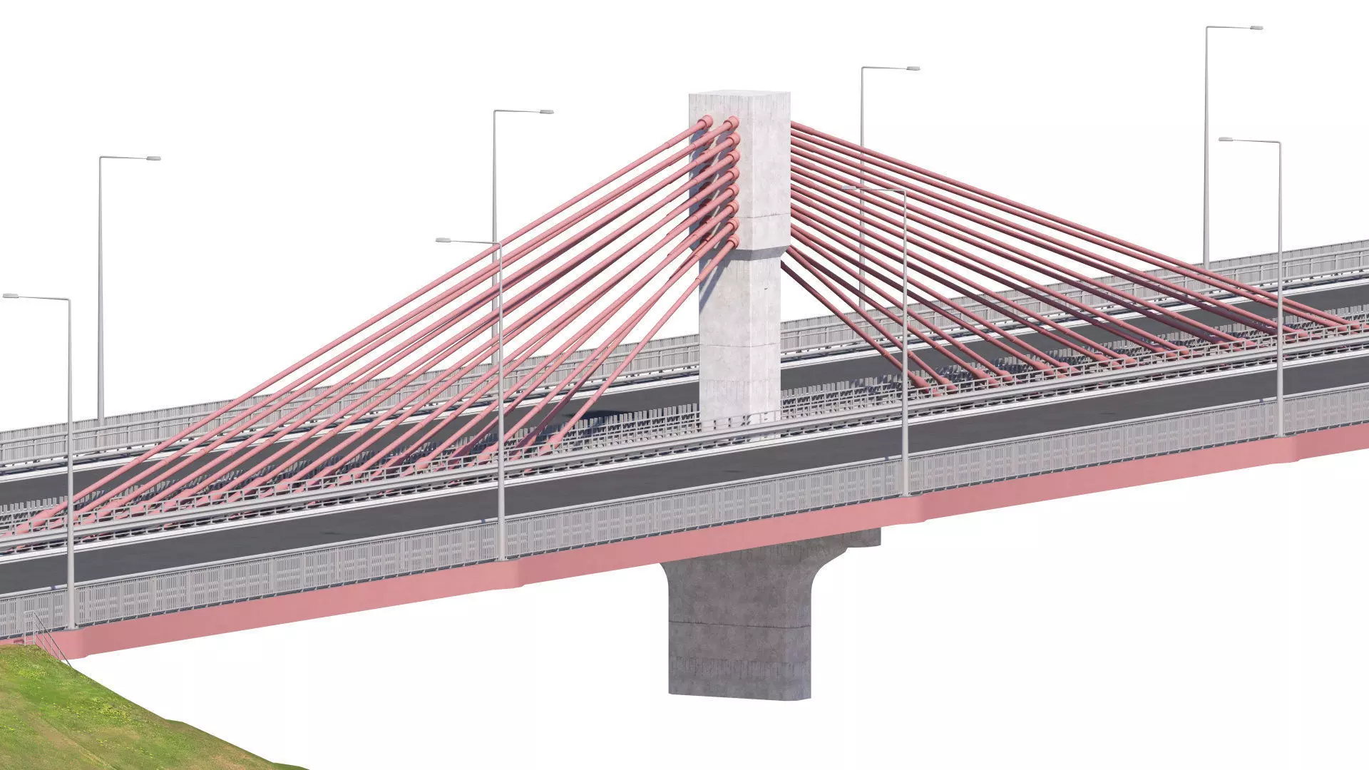 Bridge span with a suspension structure 3D model_2
