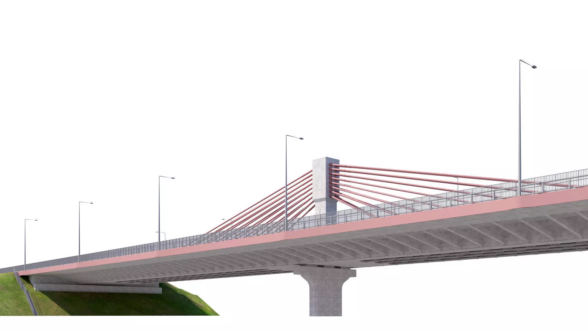 Bridge span with a suspension structure 3D model_8