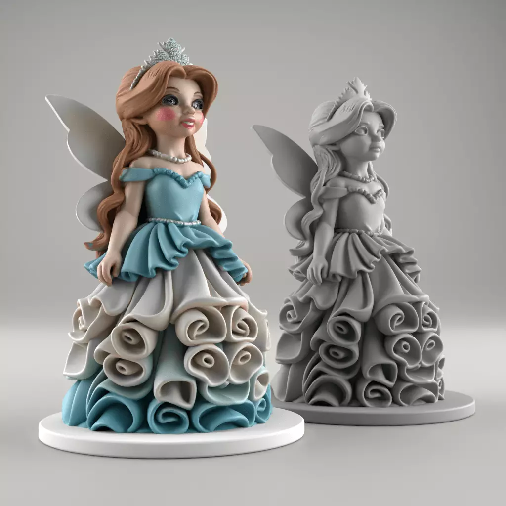 Elegant 3D Fairy Princess STL File Decor 3D print model_3