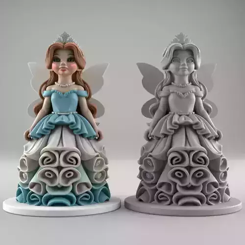 Elegant 3D Fairy Princess STL File Decor 3D print model Elegant 3D Fairy Princess STL File Decor 3D print model