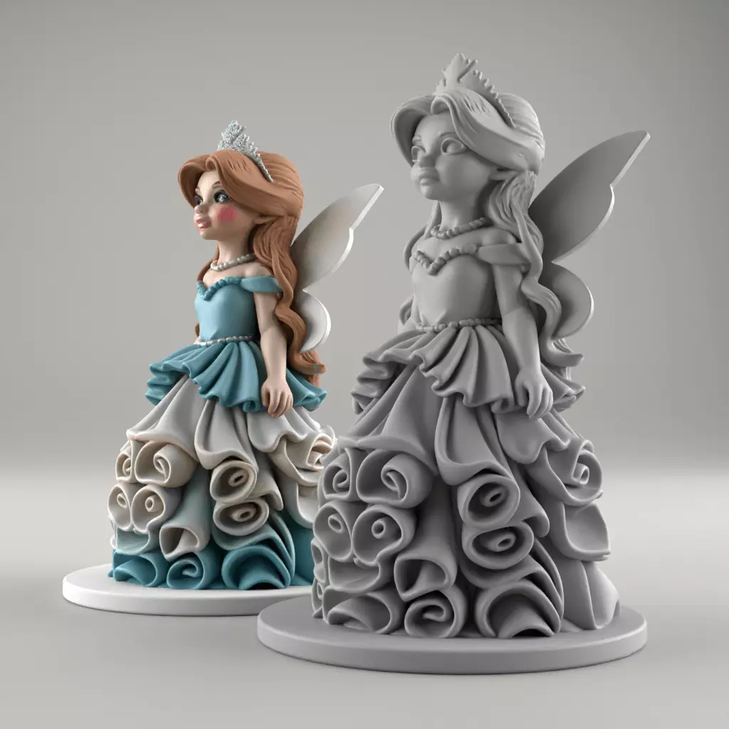 Elegant 3D Fairy Princess STL File Decor 3D print model_1
