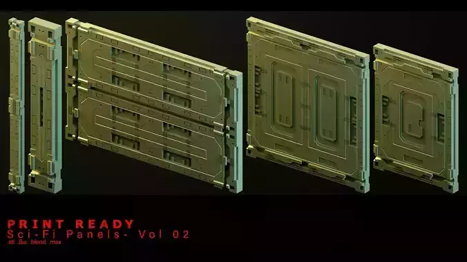 Sci-Fi Wall Panels- Printable Miniature Set 3D print model  3D print model