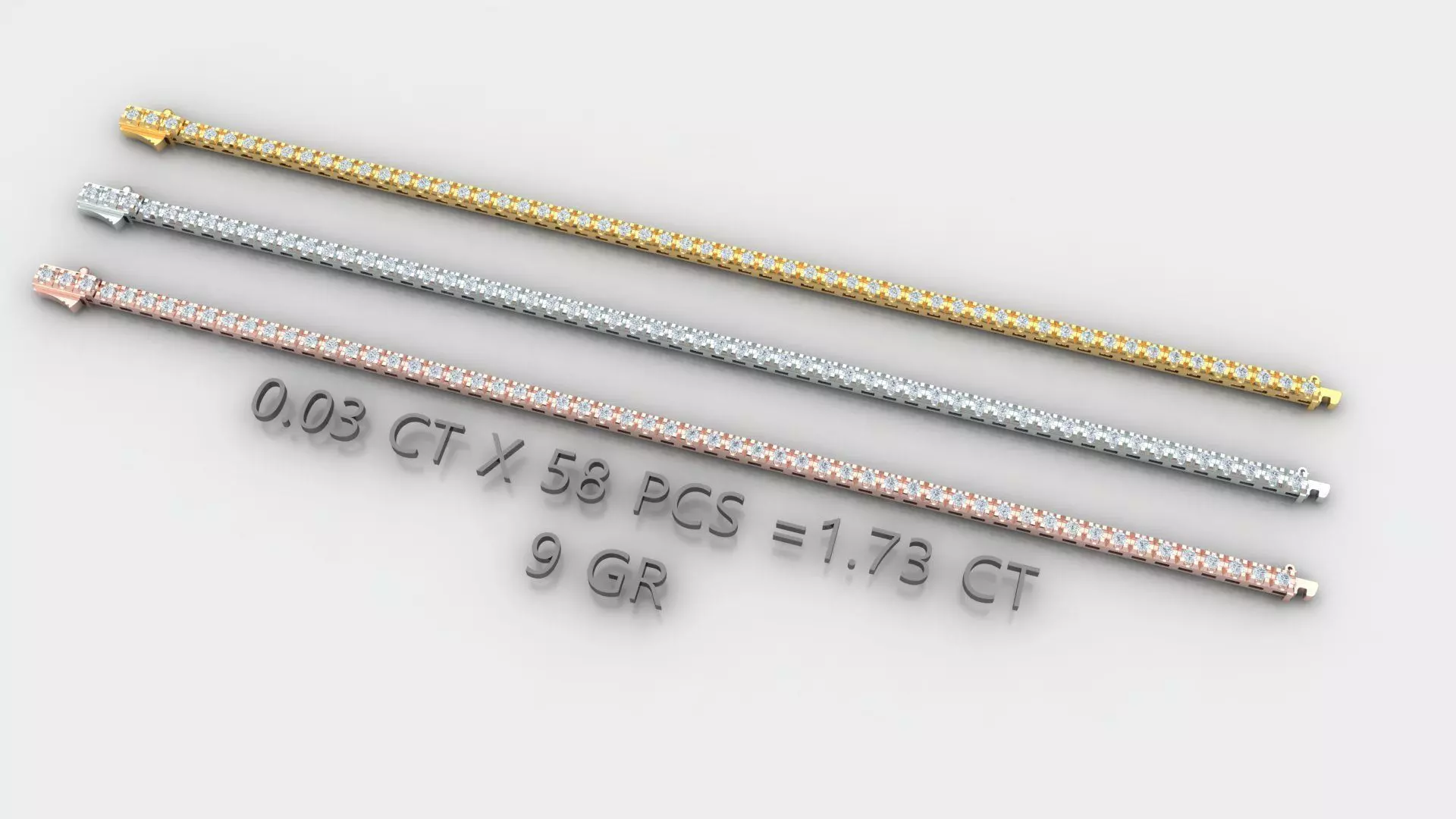 tennis bracelet 3D print model_1