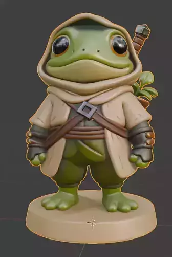 3D Figurine - Chibi Style Adventurer Frog with Cape and Sword 3D print model
