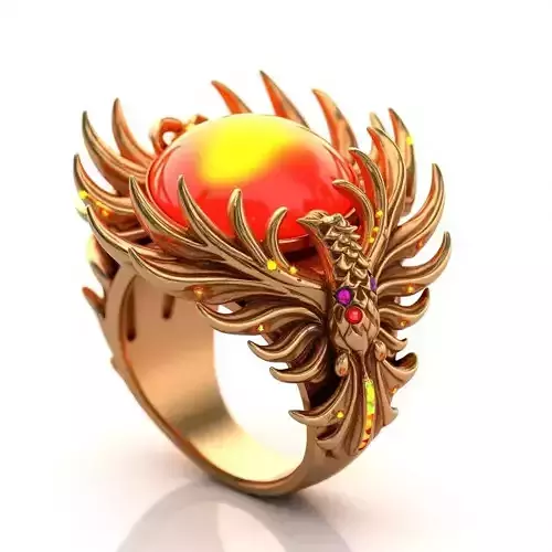 Phoenix Rising Statement Ring - Fantasy 3D Jewelry Model Low-poly 3D model