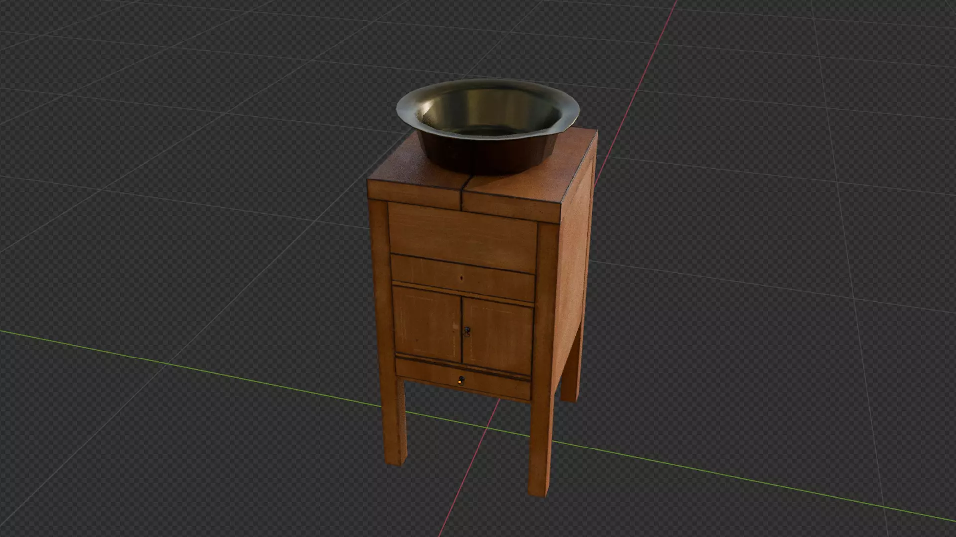 Victorian Four-Legged Sidetable Cabinet And Basin Low-poly 3D model_1