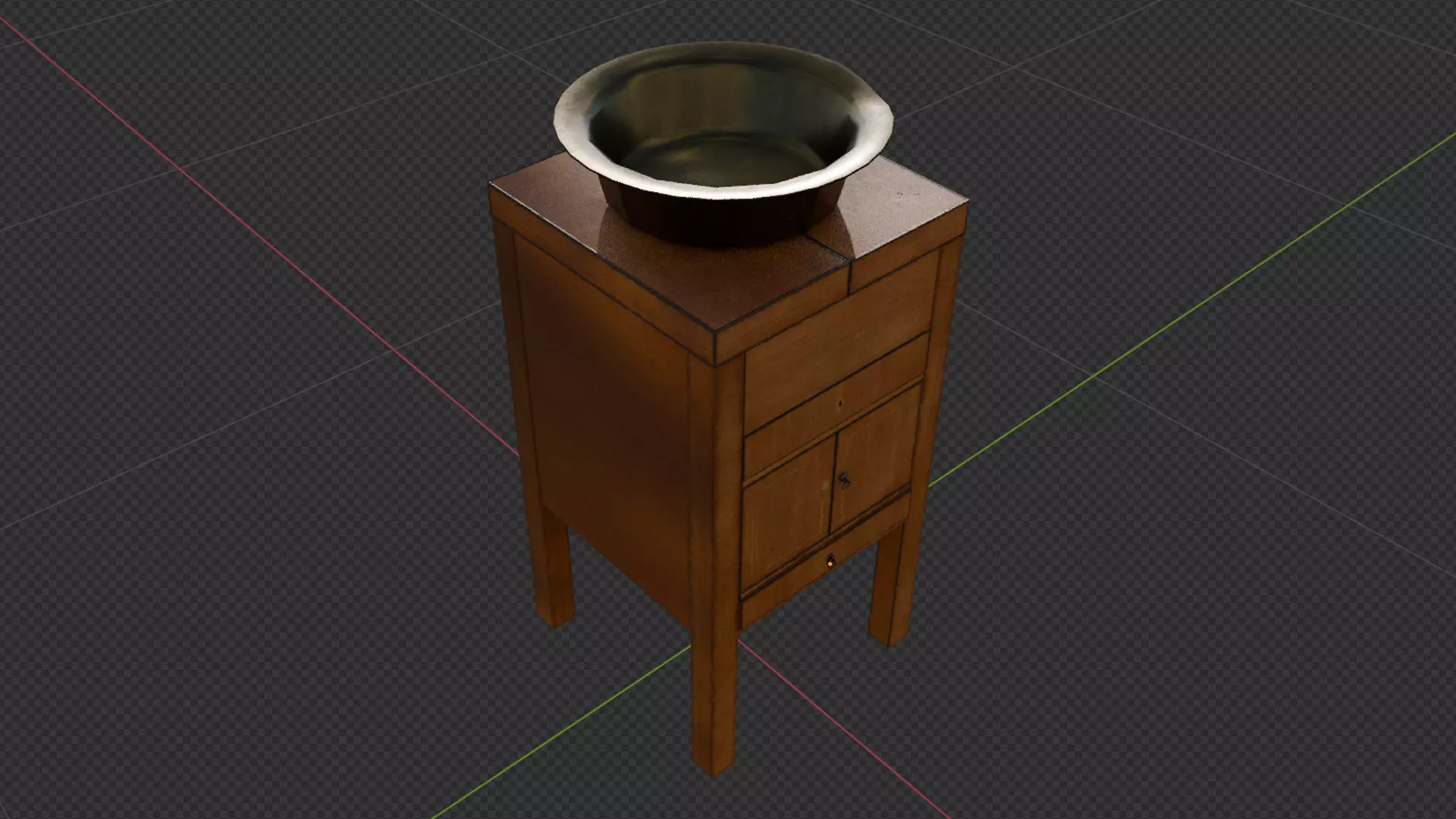 Victorian Four-Legged Sidetable Cabinet And Basin Low-poly 3D model_12