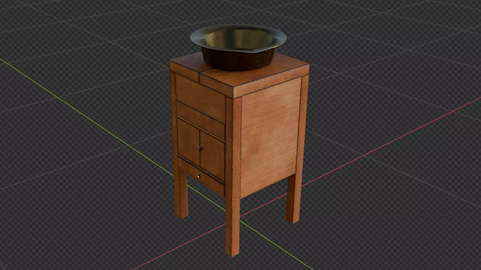 Victorian Four-Legged Sidetable Cabinet And Basin Low-poly 3D model_10