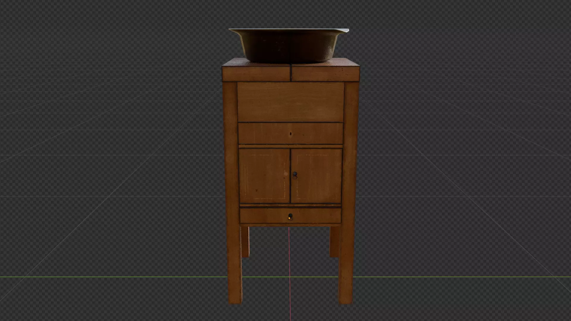 Victorian Four-Legged Sidetable Cabinet And Basin Low-poly 3D model_13
