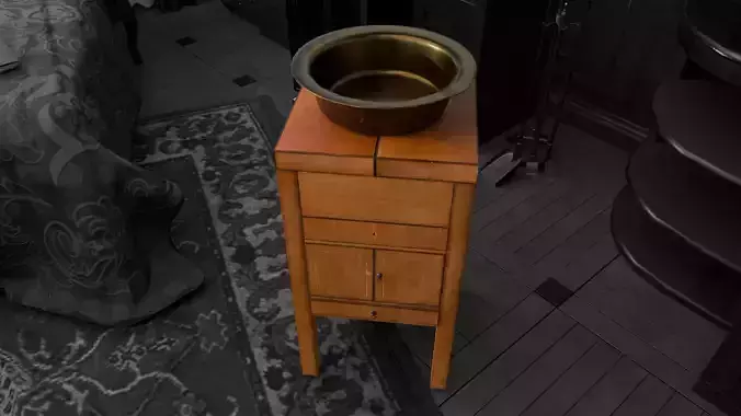 Victorian Four-Legged Sidetable Cabinet And Basin