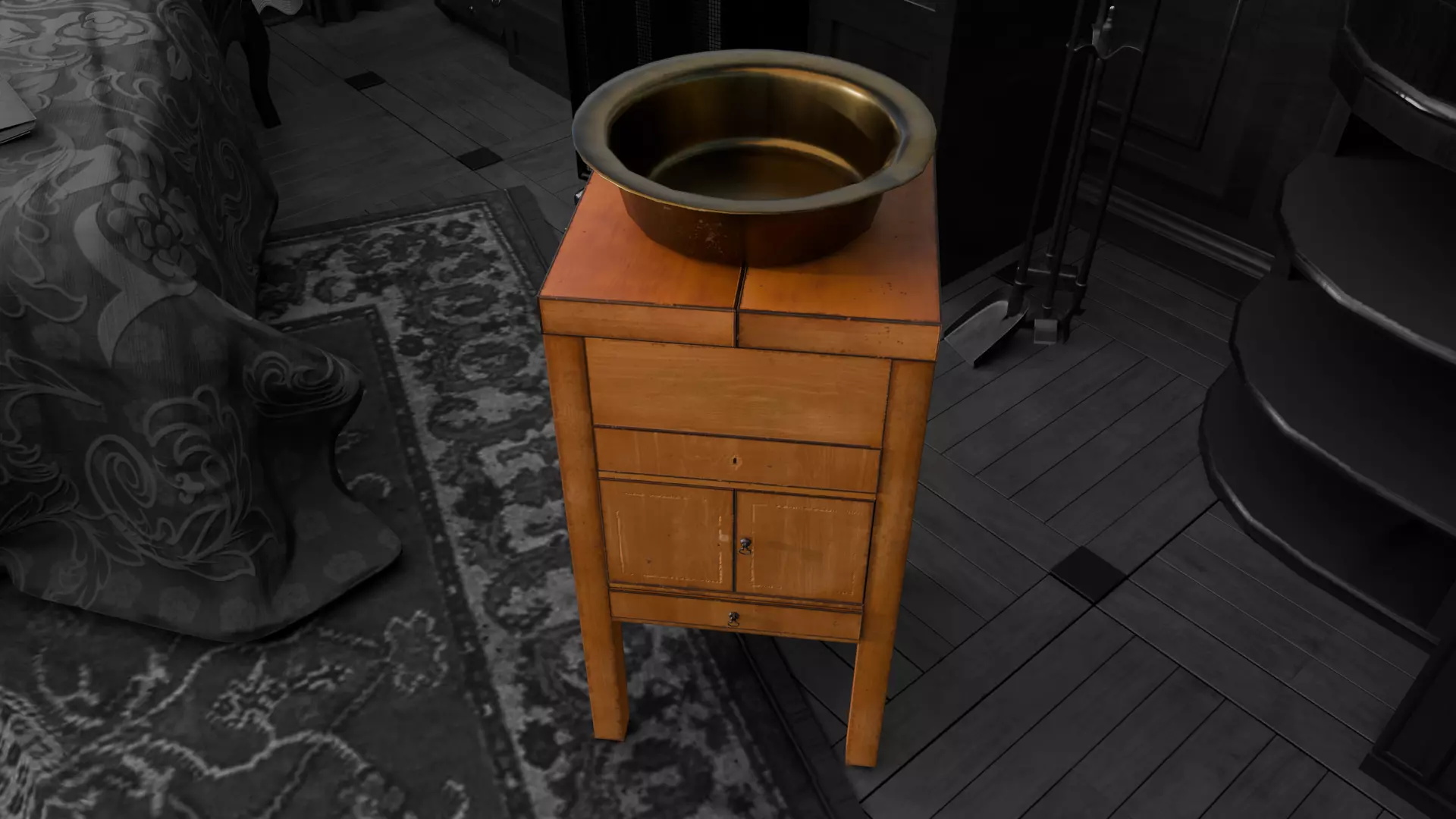 Victorian Four-Legged Sidetable Cabinet And Basin Low-poly 3D model_0