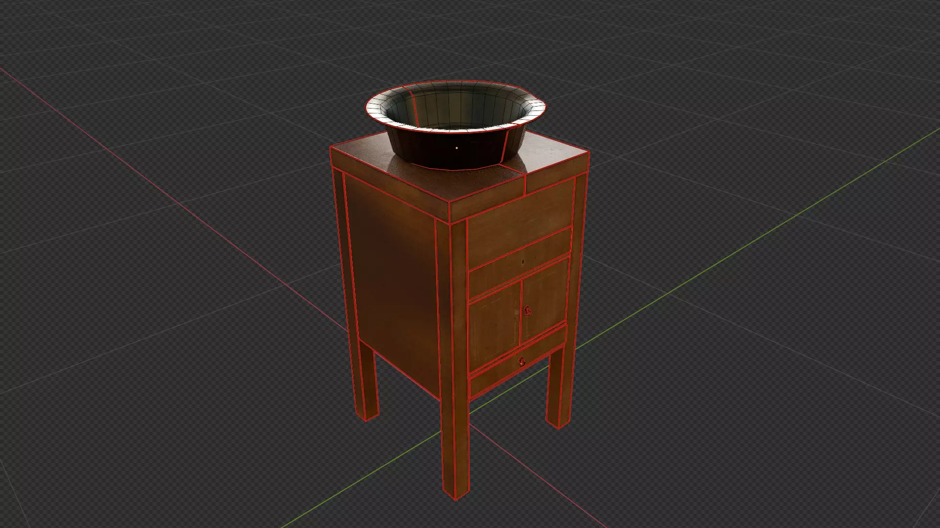 Victorian Four-Legged Sidetable Cabinet And Basin Low-poly 3D model_4