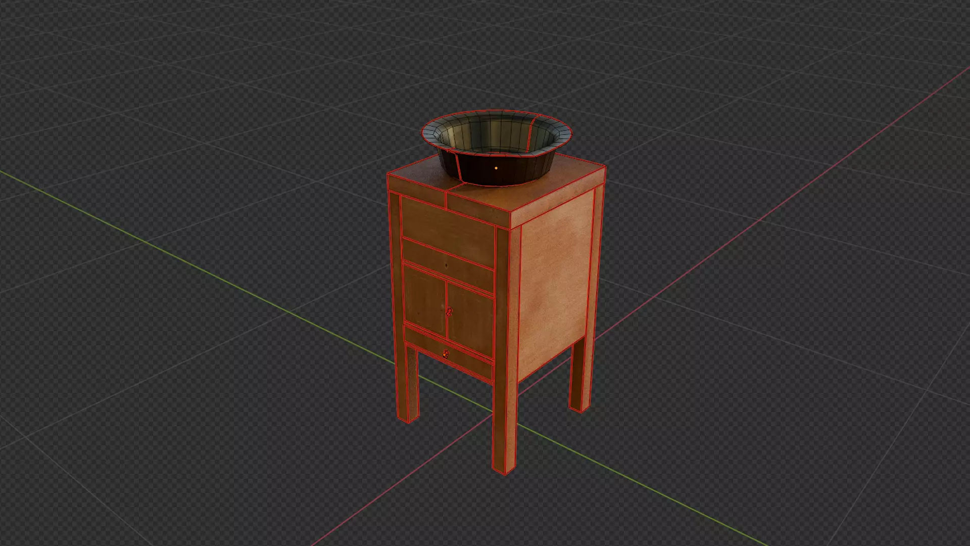 Victorian Four-Legged Sidetable Cabinet And Basin Low-poly 3D model_5