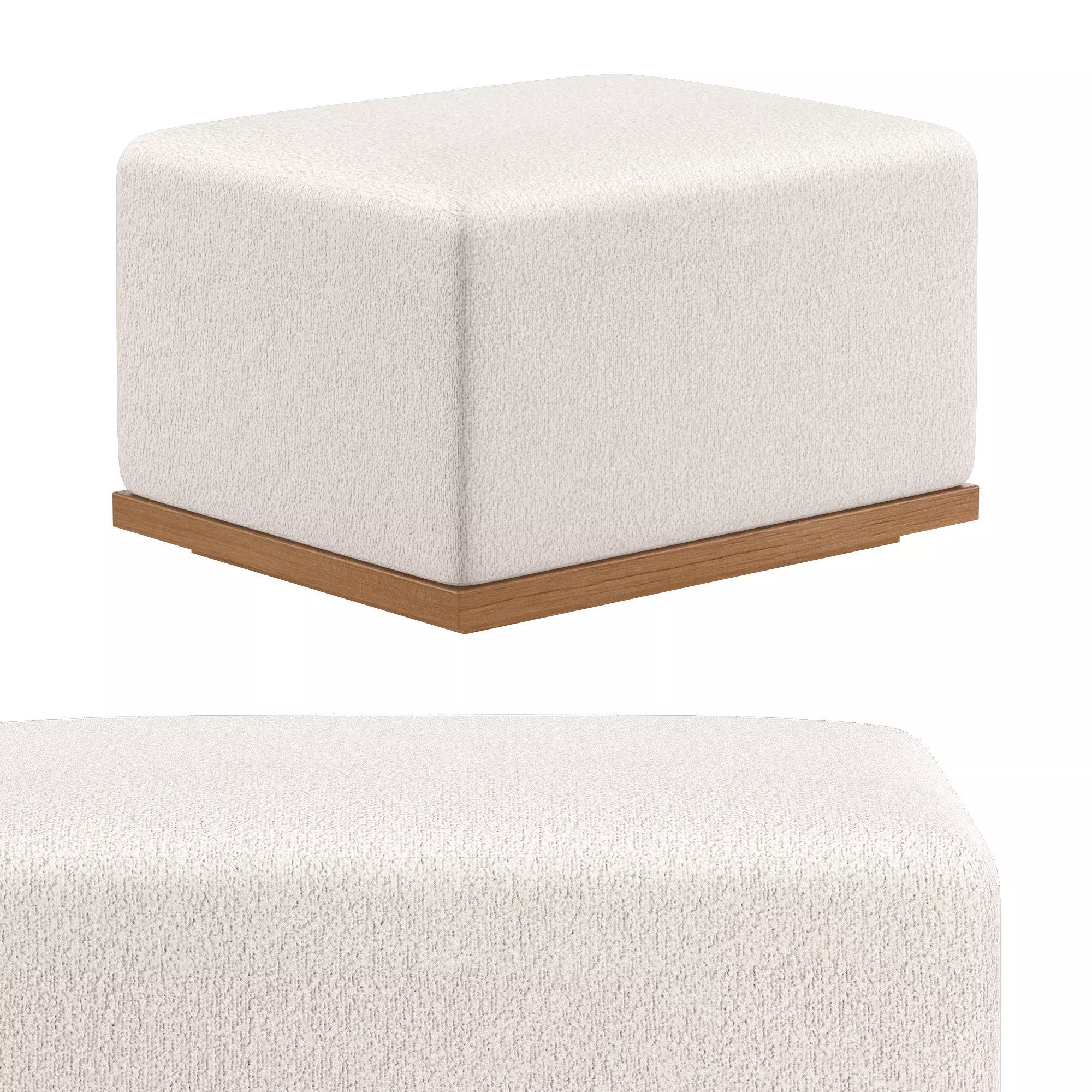 Lagos Teak Ottoman 3D model_0