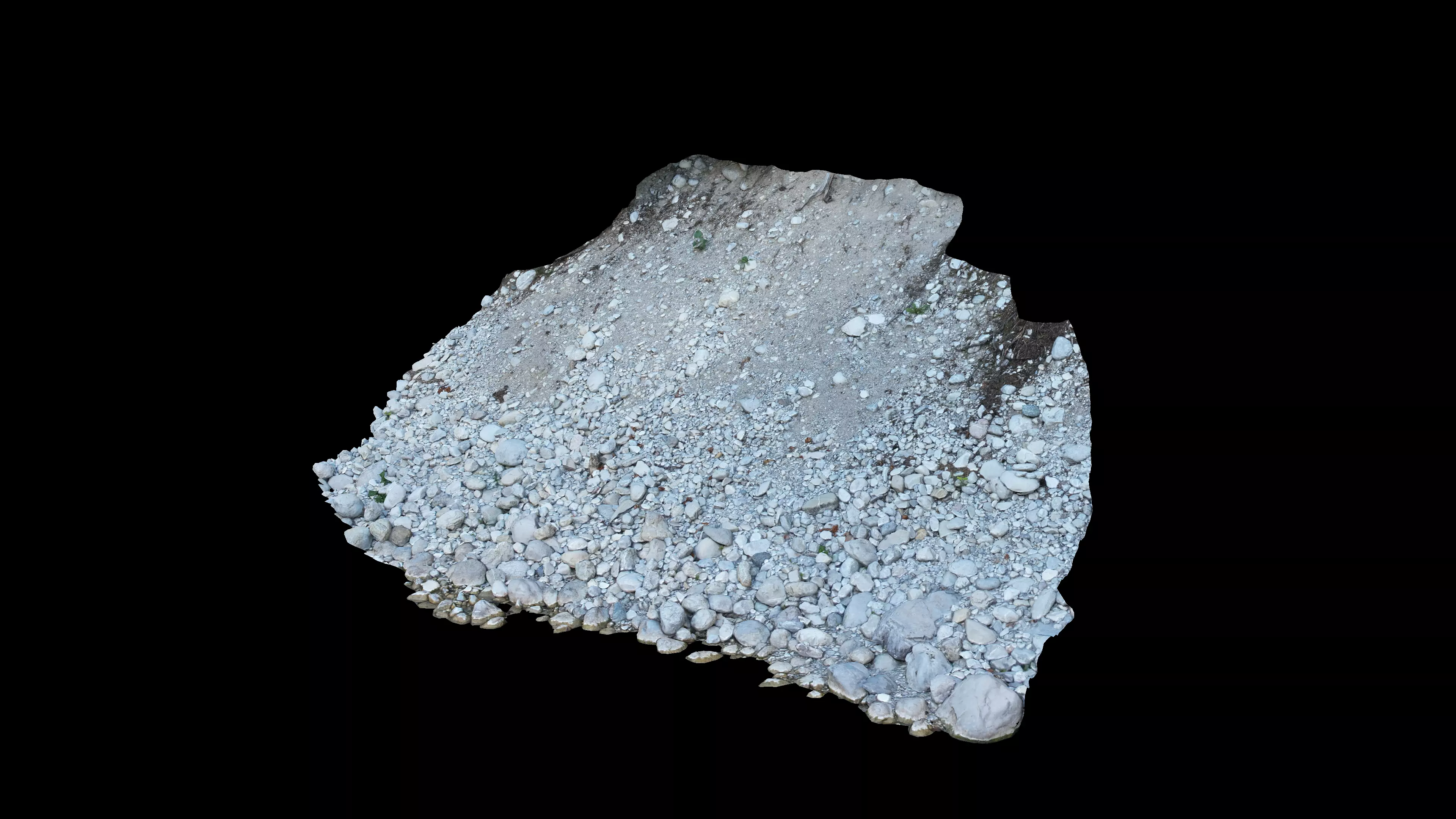 Alpine river steep gravel embankment Low-poly 3D model_6