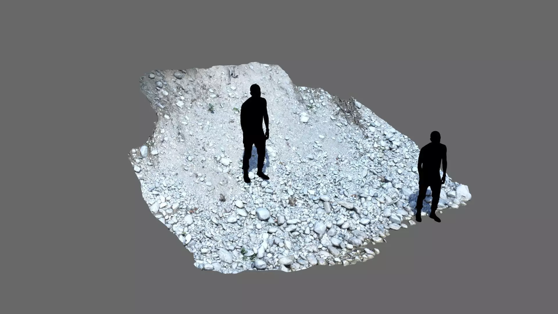 Alpine river steep gravel embankment Low-poly 3D model_0