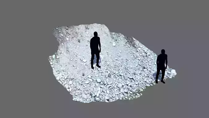 Alpine river steep gravel embankment Low-poly 3D model