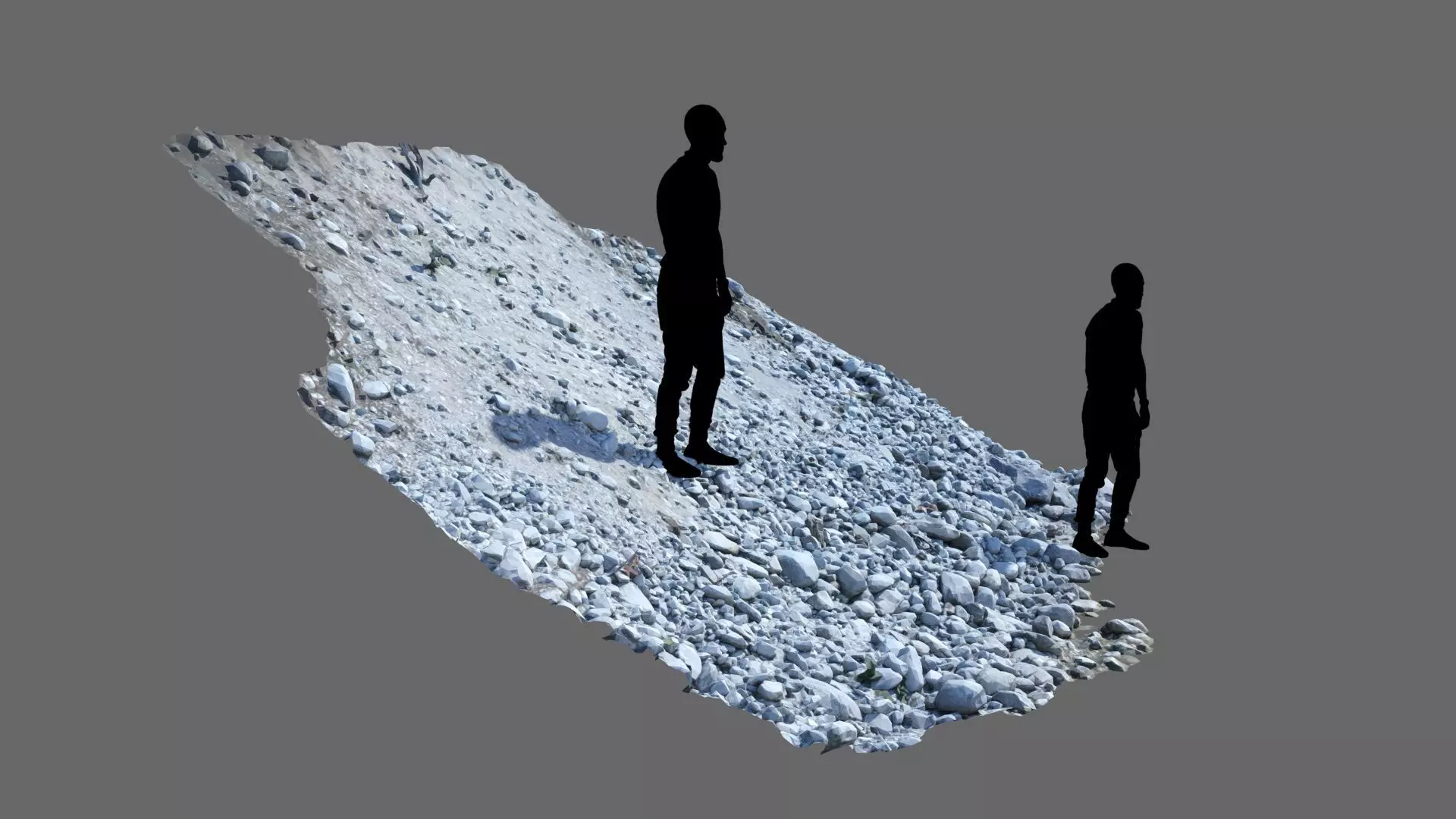 Alpine river steep gravel embankment Low-poly 3D model_3