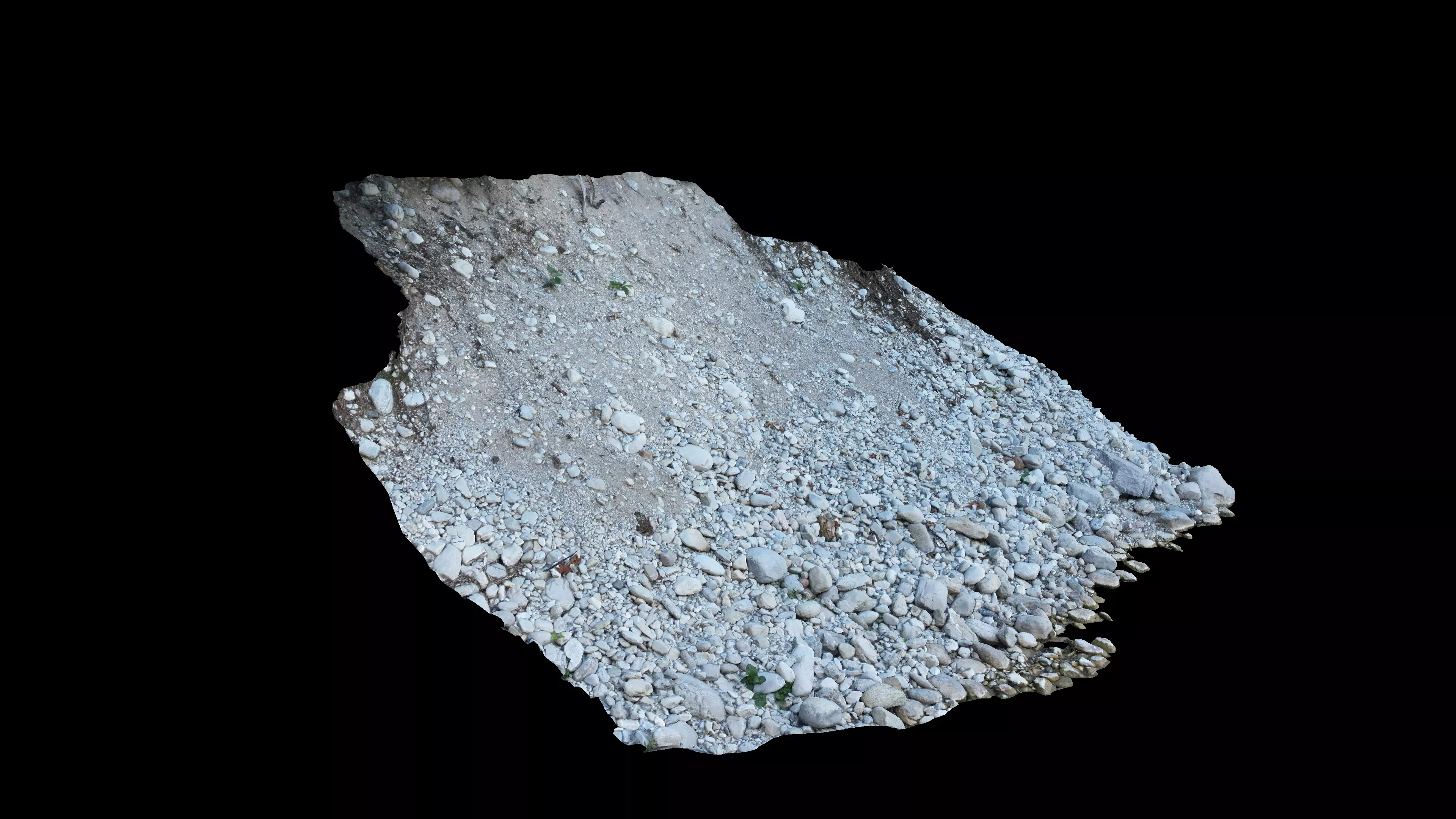 Alpine river steep gravel embankment Low-poly 3D model_10